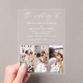 ミニマルエレガントスモダン写真結婚の3枚 アクリル招待状 (インサイチュ (ポータブル))