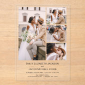 ミニマルエレガントスモダン写真結婚の4枚 アクリル招待状 (正面)
