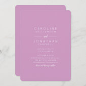 ミニマルエレガントスモダン結婚ソフトパープル 招待状 (正面/裏面)