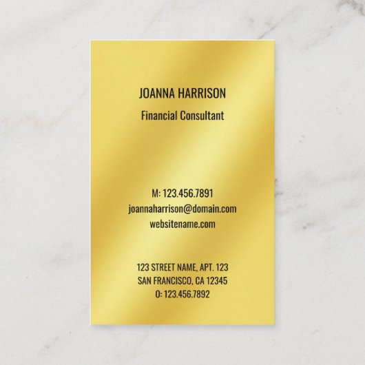 ミニマルエレガントスモダン金ゴールドバンド写真ヨーロッパ 名刺 (裏面)