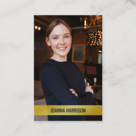 ミニマルエレガントスモダン金ゴールドバンド写真ヨーロッパ 名刺