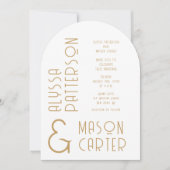 ミニマルエレガントスモダン金ゴールド結婚写真 招待状 (正面)