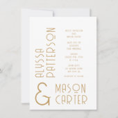 ミニマルエレガントスモダン金ゴールド結婚写真 招待状 (正面)