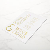 ミニマルエレガントスモダン金ゴールド結婚写真 箔招待状 (回転した状態)