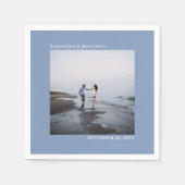 ミニマルエレガントスモダン・ダスティー結婚ブルーの写真 スタンダードカクテルナプキン (正面)