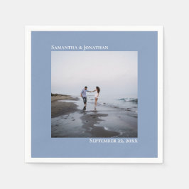 ミニマルエレガントスモダン・ダスティー結婚ブルーの写真 スタンダードカクテルナプキン