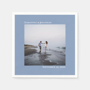 ミニマルエレガントスモダン・ダスティー結婚ブルーの写真 スタンダードカクテルナプキン