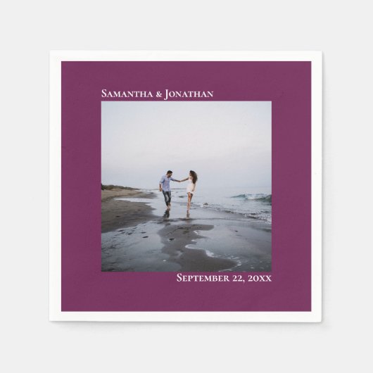 ミニマルエレガントスモダン・マゼン結婚タの写真 スタンダードカクテルナプキン (正面)