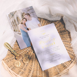 ミニマルエレガントスモノグフォーマルラ結婚ム写真 箔招待状