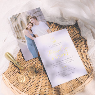 ミニマルエレガントスモノグフォーマルラ結婚ム写真 箔招待状