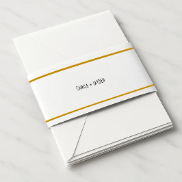 ミニマルエレガントスモノグラ縁どム結婚金ゴールド 招待状ベリーバンド