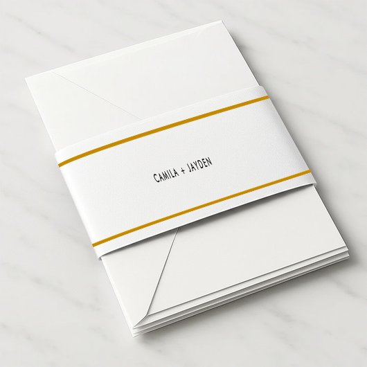 ミニマルエレガントスモノグラ縁どム結婚金ゴールド 招待状ベリーバンド