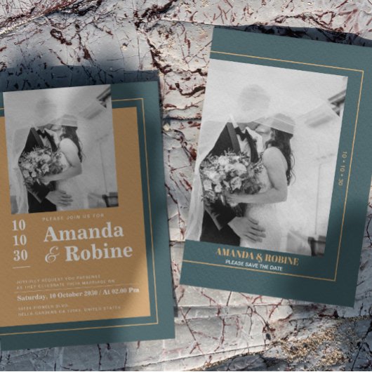 ミニマルエレガントスヴェイルキス結婚写真 招待状