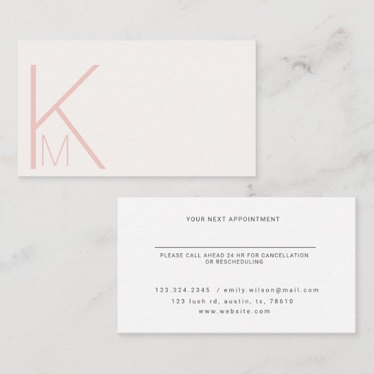 ミニマルエレガントス二重一文字 予約カード (正面/裏面)