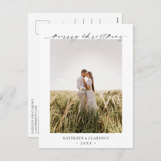 ミニマルエレガントス写真クラシッククリスマス シーズンポストカード (正面/裏面)