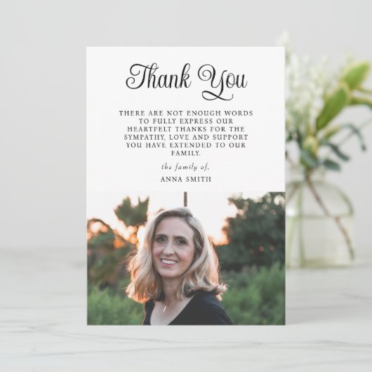 ミニマルエレガントス写真悔やみや弔慰書道 サンキューカード (スタンド正面)