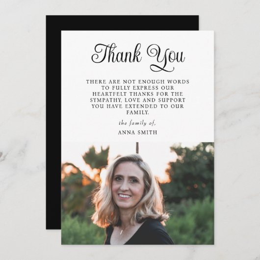 ミニマルエレガントス写真悔やみや弔慰書道 サンキューカード (正面/裏面)