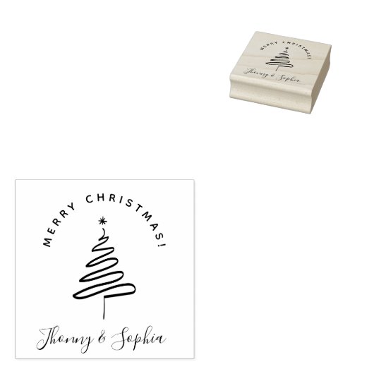 ミニマルエレガントス手描きクリスマスの願い ラバースタンプ (押印)