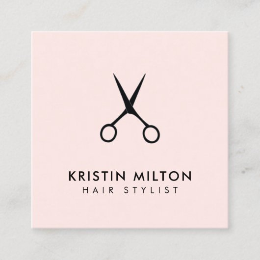 ミニマルエレガントス淡い色のバラはさみサロン スクエア名刺 (正面)