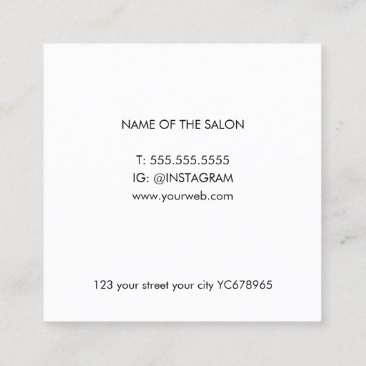 ミニマルエレガントス淡い色のバラはさみサロン スクエア名刺 (裏面)