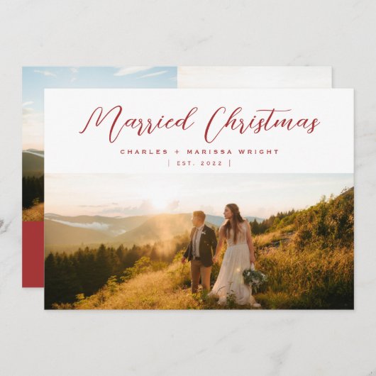 ミニマルエレガントス結婚した・クリスマス・スクリプト写真 シーズンカード (正面/裏面)