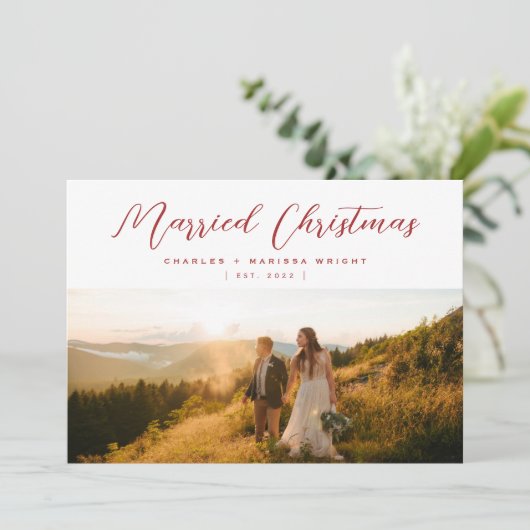 ミニマルエレガントス結婚した・クリスマス・スクリプト写真 シーズンカード (スタンド正面)