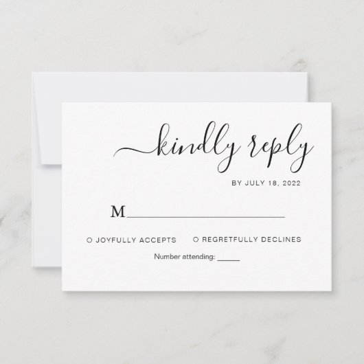 ミニマルエレガントス結婚スクリプト 出欠カード (正面)