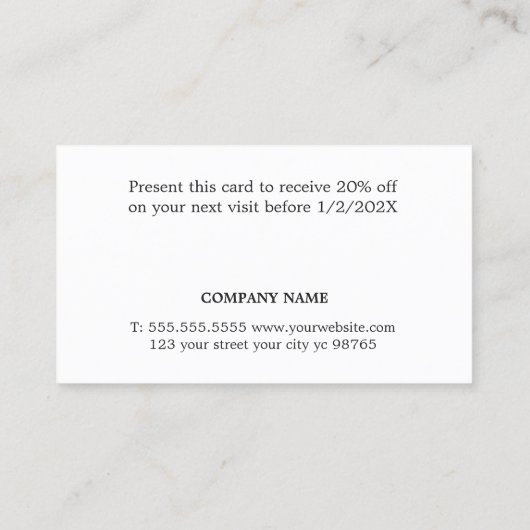 ミニマルエレガントス銀フェイククーポン 割引カード (裏面)