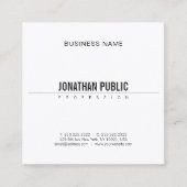 ミニマルエレガントス頭が切れるモダンデザインBWプレーン スクエア名刺 (正面)