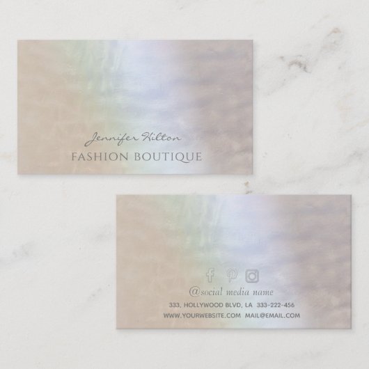 ミニマルエレガントス高級シンプルパールホログラフィー 名刺 (正面/裏面)