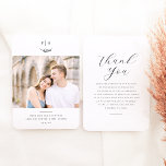 ミニマルエレガントスMonogram結婚写真 サンキューカード<br><div class="desc">ミニマエレガントリストのモノグラム写真のコレクションと一致すフォーマルる写結婚真のサンキューカード。このデザインは、カードの上部にカスタムウェディングモノグラムを備えている。モノグラムは、カップルの名前のイニシャルと素朴な手描き葉のリグイラストレーションを組み合わせる。カードの裏には、友人や家族カスタムに対し感謝していてお礼を言う心からのメッセージが入っている。このページにリンクされているコレクションを一致するセット結婚として表示する。何か感じ質問があれば自由に連絡して嬉しい救済よ！</div>