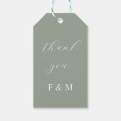 ミニマルエレガントセージ結婚グリーン ギフトタグ (裏面)