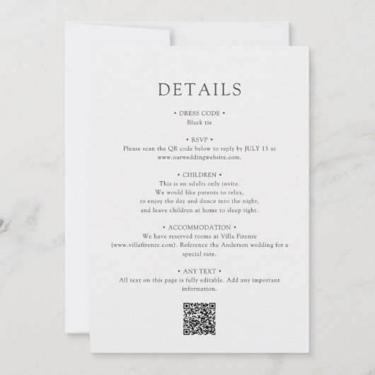 ミニマルエレガントタイポグラフィオールインワン結婚ズ 招待状 (裏面)