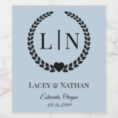 ミニマルエレガントタイポグラフィモノグラムイニシャル ワインラベル (シングルラベル)