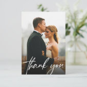 ミニマルエレガントタイポグラフィ結婚の写真 サンキューカード (スタンド正面)