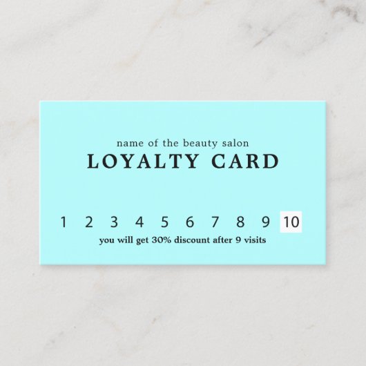 ミニマルエレガントターコイズ美しいロイヤリティ ロイヤリティカード (正面)