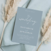 ミニマルエレガントダスティブルー結婚書道 招待状