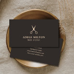 ミニマルエレガントダークバラはさみヘアスタイリスト 名刺<br><div class="desc">ダークグレーの背景とバラハサミのアイコンを使用したミニマルなカスタマイズ可能淡い色のな名刺テンプレート。デザインエレガント、美容師、美容師に最適。</div>