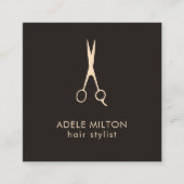 ミニマルエレガントダークバラシザーヘアスタイリスト スクエア名刺 (正面)