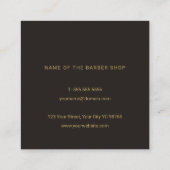 ミニマルエレガントダークフェイク金ゴールドカミソリ理容師 スクエア名刺 (裏面)