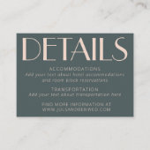 ミニマルエレガントティール（緑がかった色）と赤面アールデコ結婚の エンクロージャーカード (正面)