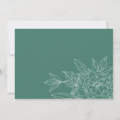 ミニマルエレガントティール（緑がかった色）フローラスケッチブライダルシャワー 招待状 (裏面)