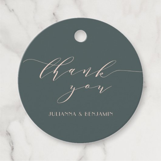 ミニマルエレガントティール(緑がかった色)赤面アールデコありがとう フェイバータグ (正面)