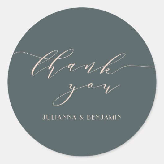 ミニマルエレガントティール（緑がかった色）赤面アールデコありがとう ラウンドシール (正面)