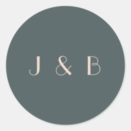 ミニマルエレガントティール（緑がかった色）赤面アールデコモノグラム ラウンドシール