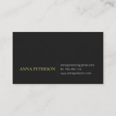 ミニマルエレガントデイジーフラワーオンブラック 名刺 (裏面)