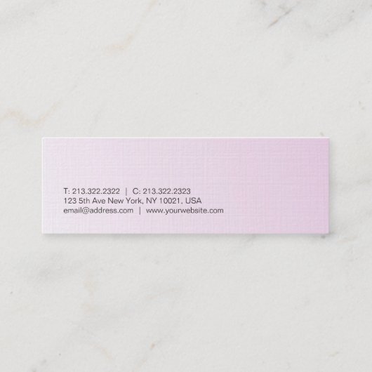 ミニマルエレガントデザイントレンディーピンクパープルリュックス スキニー名刺 (裏面)