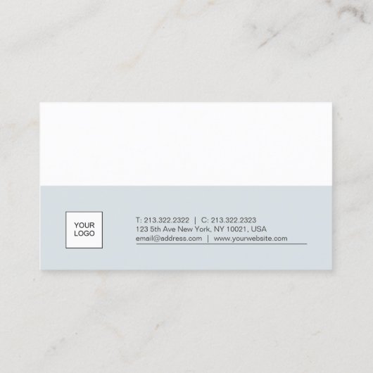 ミニマルエレガントデザインブルーホワイトプレーン 名刺 (裏面)