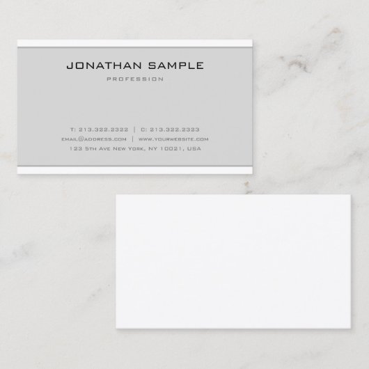 ミニマルエレガントデザインモダングレーホワイトトップ 名刺 (正面/裏面)