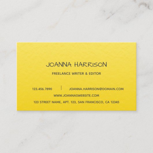 ミニマルエレガントトレンディーゴールドフォイルライターエディター 名刺 (正面)